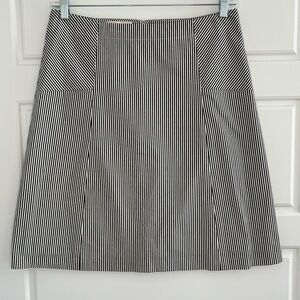 Talbots Ticking Stripe A Line Skirt Black + White Preppy Coastal Womens Size 10